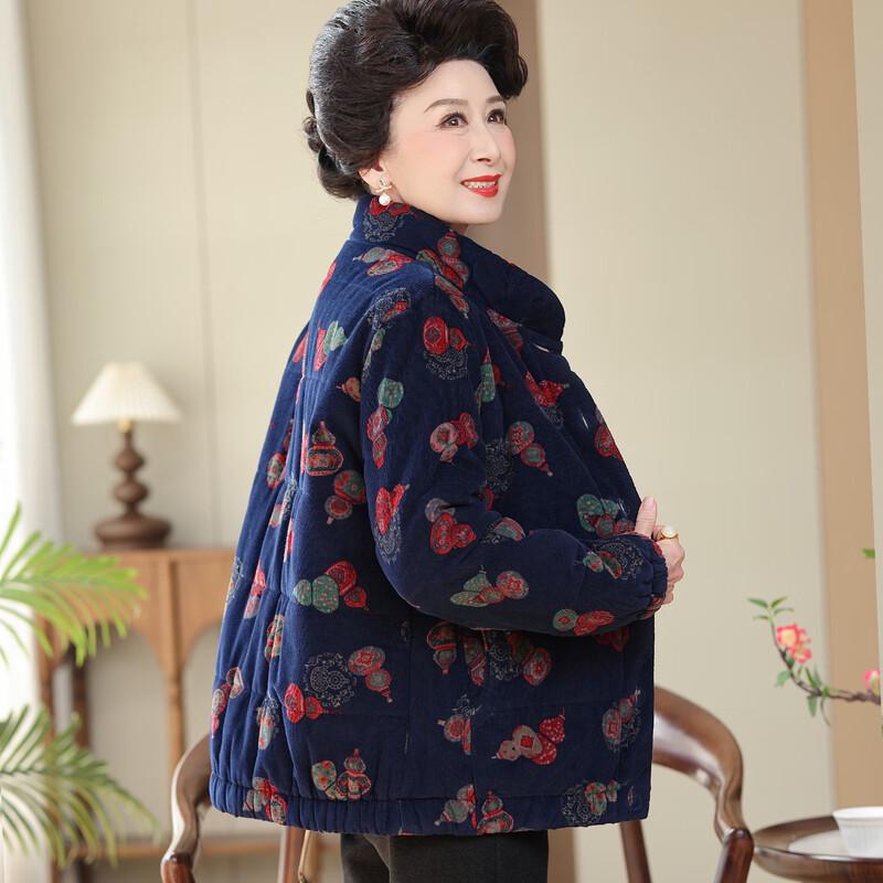 Gepolsterte Winterjacke aus Cord für ältere Frauen