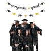 Congrats Grad Glitter Banner 2025 Graduation Congratulations Party Decorations Black Gold