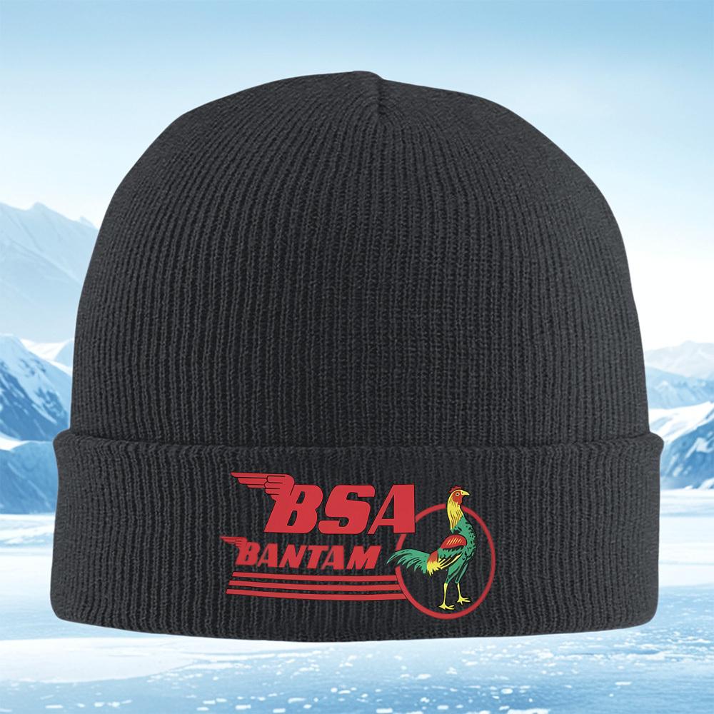 BSA Bantam logo with rooster wings Men Women Unisex Knitted Hat Beanie Pullover Cap Winter Thermal Warm Christmas Outdoor Cyclin