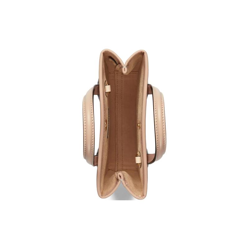 Gucci Distressed removable shoulder strap snap placket leather shoulder crossbody handbag super mini women's light beige