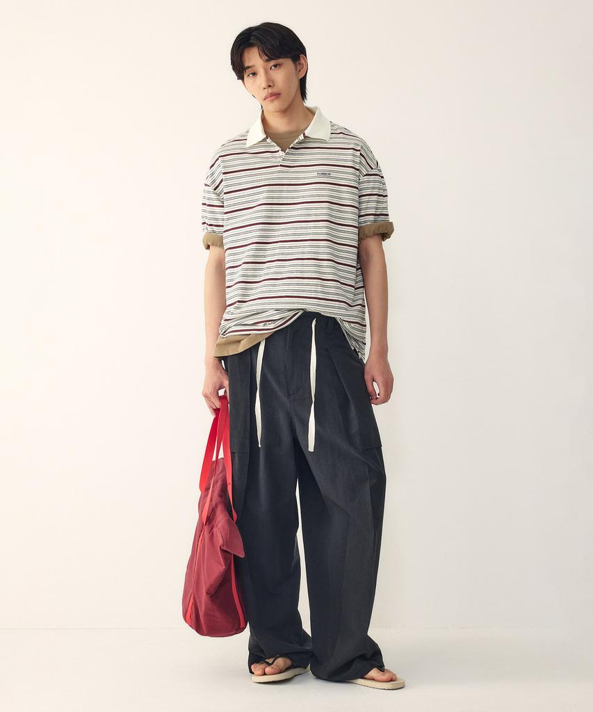 STUDIO TOMBOY [Men] Multi Stripe Collared T-Shirt_Ivory 9156222211