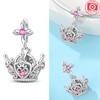Charm Bead Charms Copper Authentic Blue Zircon Crown Pendant Pink Heart Bead Charms Compatible With Bracelets Jewellery Making Women Diy Gift Accessor