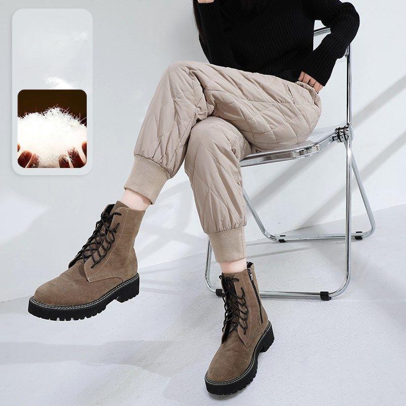 Women's High Waisted Autumn and Winter Thickened Warm Down Cotton Pants
