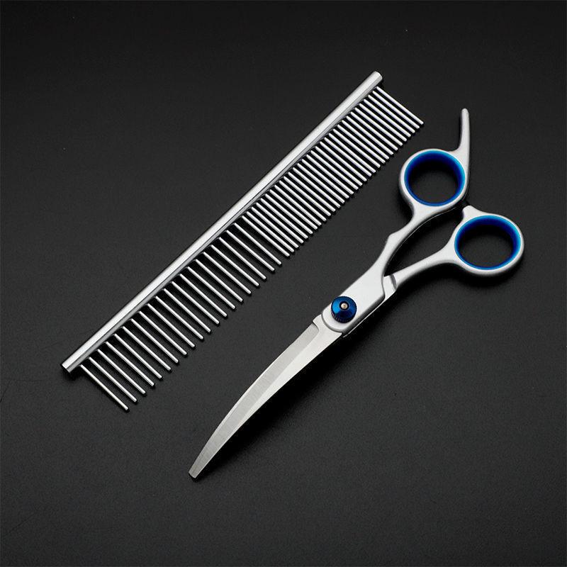 Professional Pet Grooming Scissors Set: Curved Trimming Shears for Dog Hair & Teddy Cuts