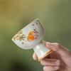 Osmanthus Lucky Fish Ceramic Tea Cup - Ash, High-Footed, Big-Head Fish Design