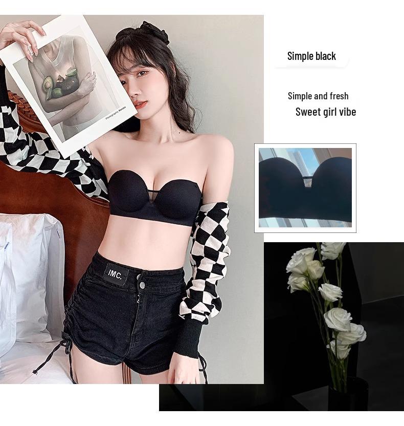 Reggiseno Push-Up Senza Spalline Senza Cuciture per Seno Piccolo – Senza Ferretto, Antiscivolo, Regolabile, Sollevante e con Bellissimo Design sulla Schiena