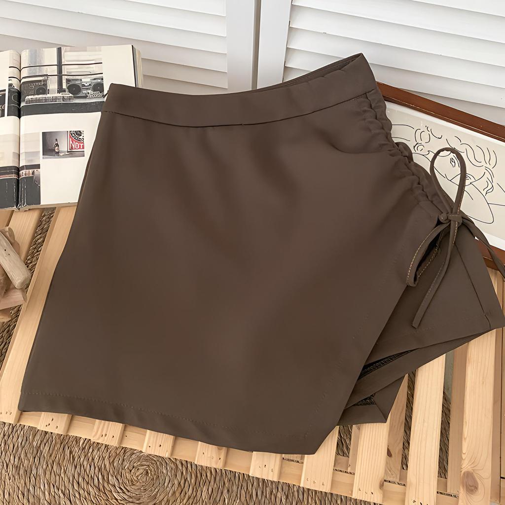 Slim A-Line High Waist Summer Skirt: Short, Anti-Exposure Design