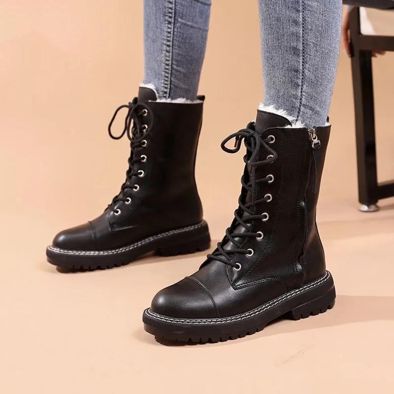 Botas Martin de Otoño e Invierno de Mujer Plus Size De Tacón Bajo Grueso  Peluche Botas Cortas Cálidas comprar a buen precio — entrega gratuita,  reseñas reales con fotos — Joom