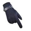 Warm Gloves for Men's Suede Gloves for Outdoor Riding and Driving Sports Plus Velvet Thickened Touch Screen Autumn and Winter Gloves