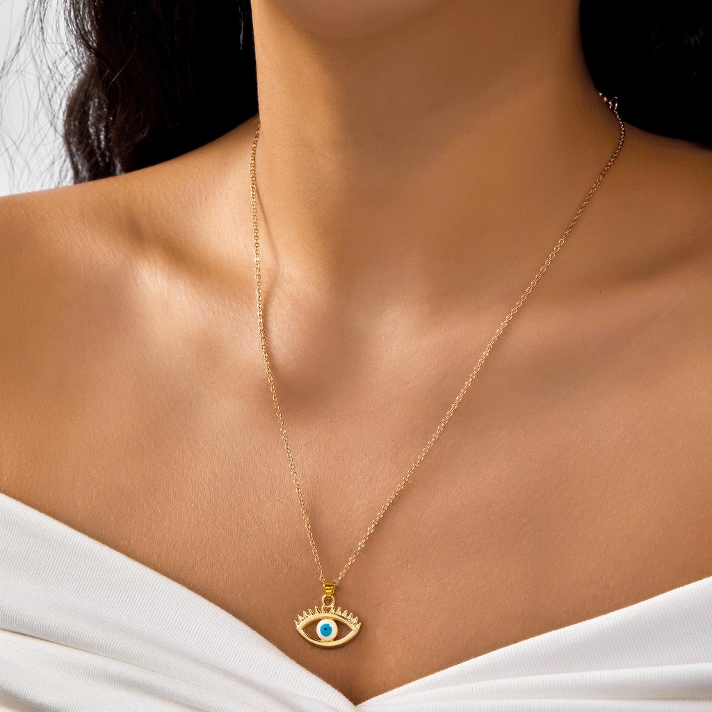 Mystical Evil Eye Blue Bead Necklace for Women Protective Colorful Pendant Paper Card Necklace Friendship Jewelry Gifts
