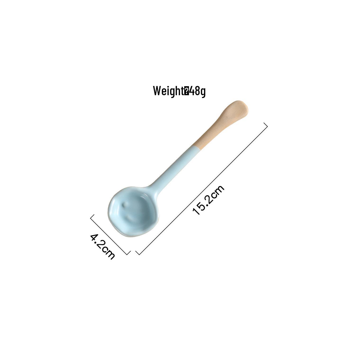 Macaron Color Handmade Retro Pottery Spoon for Coffee and Dessert
