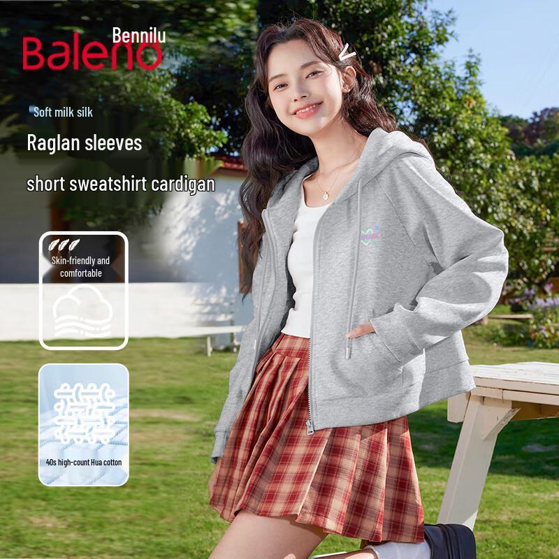 Baleno Women's Cropped Raglan Zip-Up Hoodie