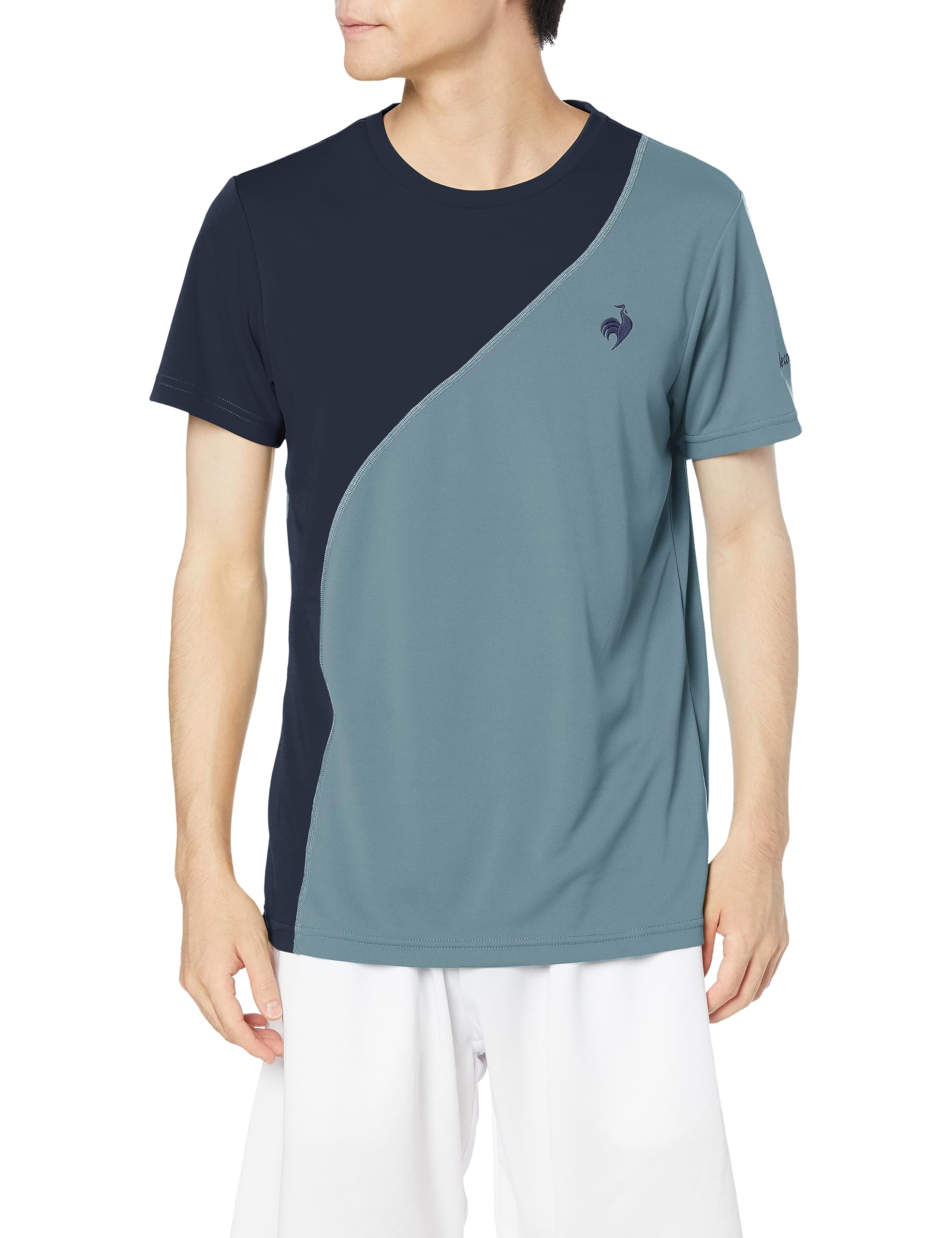 

Coq game игра ЗАЩИТА ОТ УФ-ЛУЧЕЙ BL [Le Sportif] Футболка с коротким рукавом, футболка, футболка с переключением цвета, теннис, (UPF50+), СОЛНЦЕЗАЩИТНЫЙ КРЕМ, асимметричный, сертифицированный JTA,