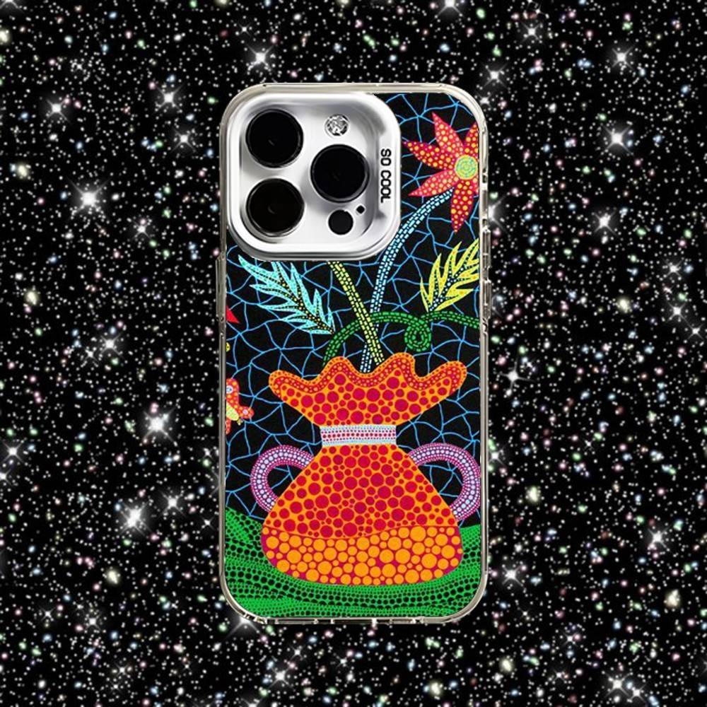 Y-yayoi K-Kusama Art Phone Case For iPhone 16,15,14,13,12,11,Pro,XS,Max,Plus,Mini,SE White Candy Matte Shockproof Cover