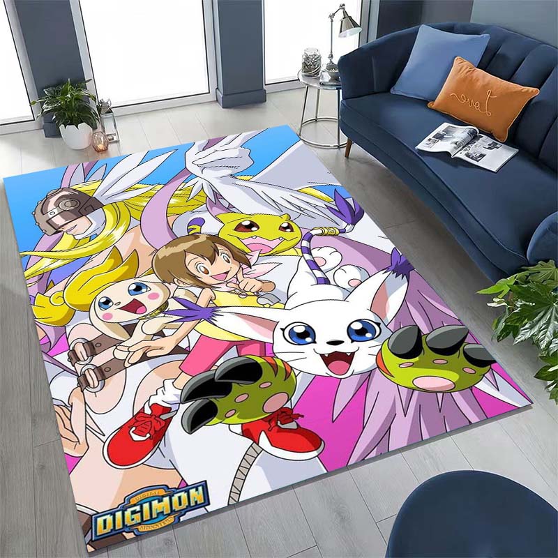 The New (Digimon) Rug Is Suitable for Home Décor in Game Rooms, Bedrooms, Living Rooms, Sofas, and Other Areas.