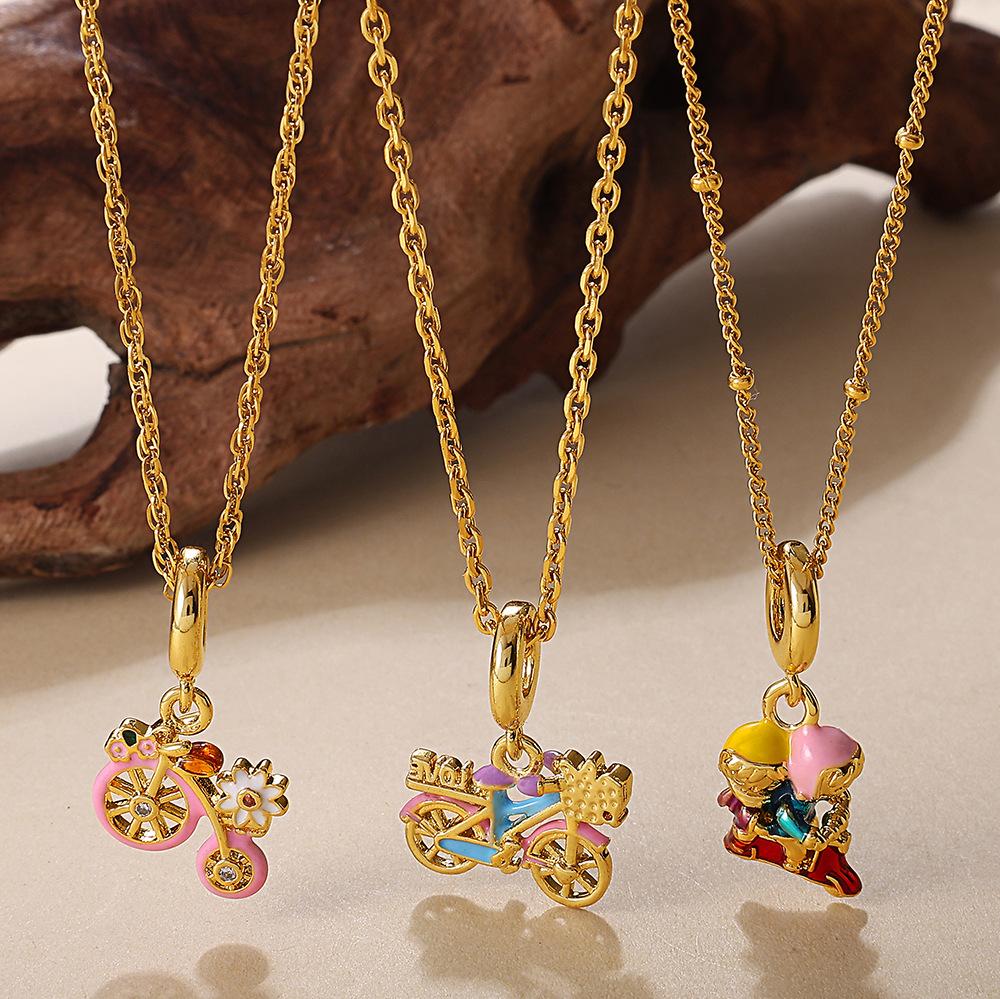 Retro Style Dripping Oil DIY Girl Fox Pendant Necklace Cute Versatile Heavy Industry Design Jewelry Woman