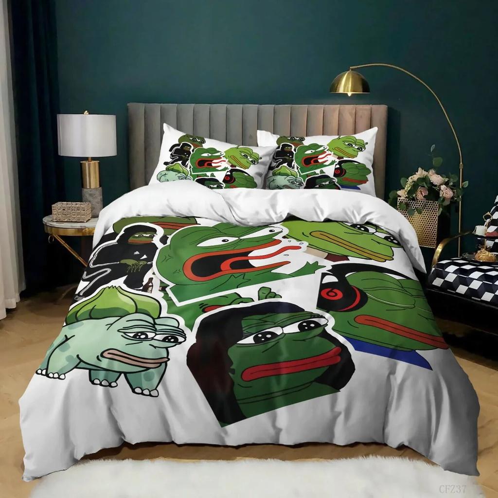 Frog Soft Duvet Cover Set Quen Sized Dimensions Funy Frog Tropical Amphibian Beding Set for Kid Tropical Nature Animal Comfortable Quilt Cover Warm