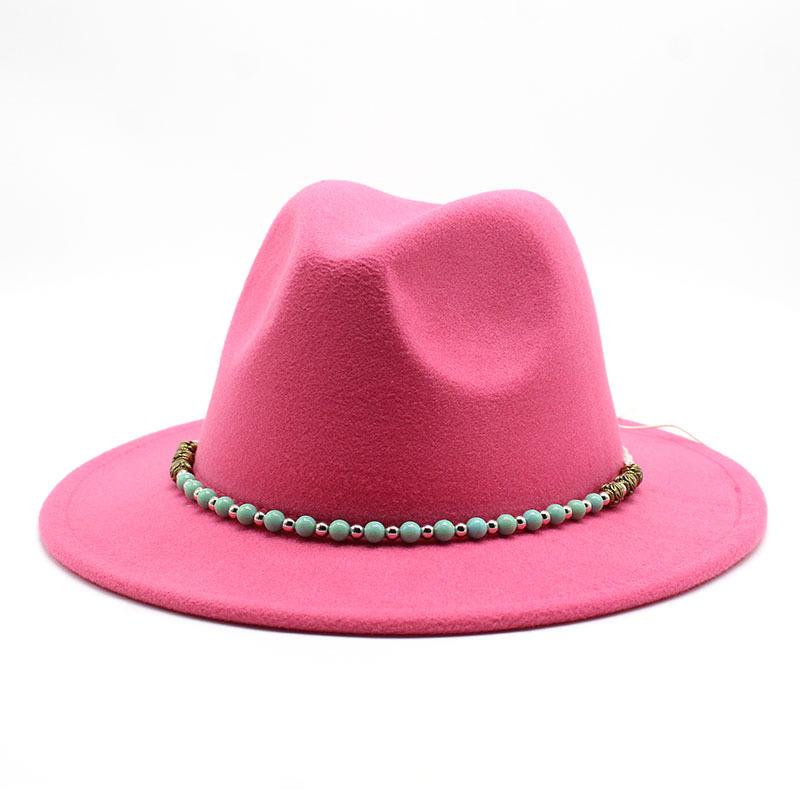 Chain Woolen British Retro Jazz Hat Big-Brimmed Top Hat Woolen Hat Retro Big-Brimmed Hat White Top Hat