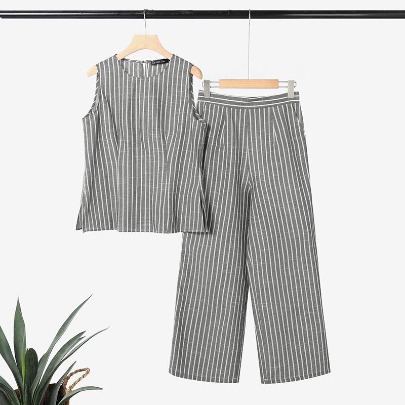 

ZANZEA Women Sleeveless Tank Tops and Pants Summer Two Piece Suit Sets чорний