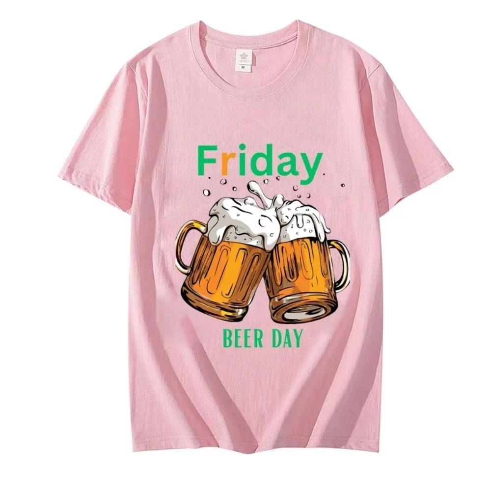 Friday Beer Day Print  T-Shirt Top T-shirts for Men Hip Hop Tops Shirts Short Sleeve Men's T-shirts Summer Clothing for Men Tops