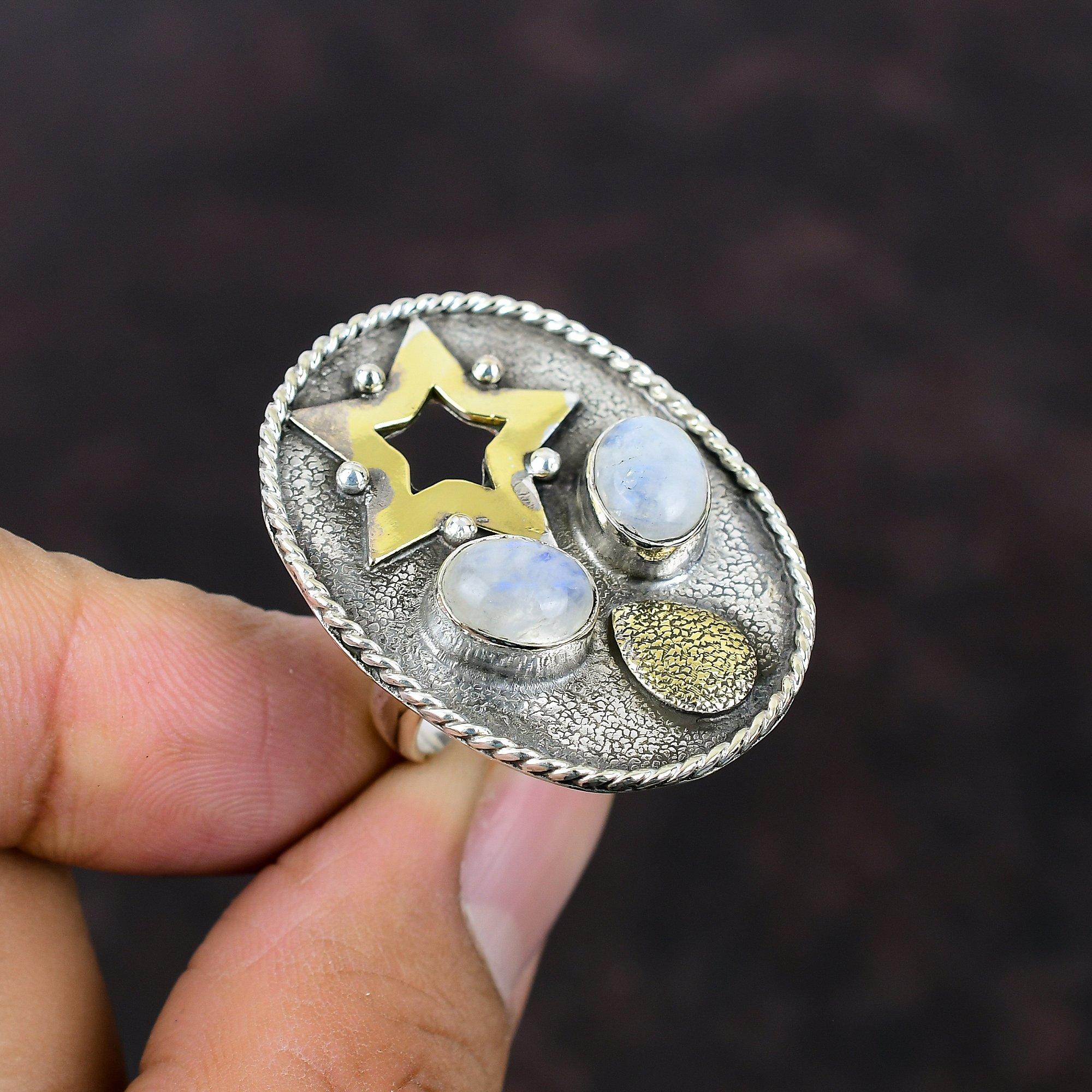 

Кольцо с радужным лунным камнем, ювелирные изделия ручной работы, кольцо с драгоценным камнем, кольцо из стерлингового серебра 925 пробы, позолоченное кольцо 18 карат, регулируемое кольцо, серебряное ювелирное изделие, подарок для женщин 10