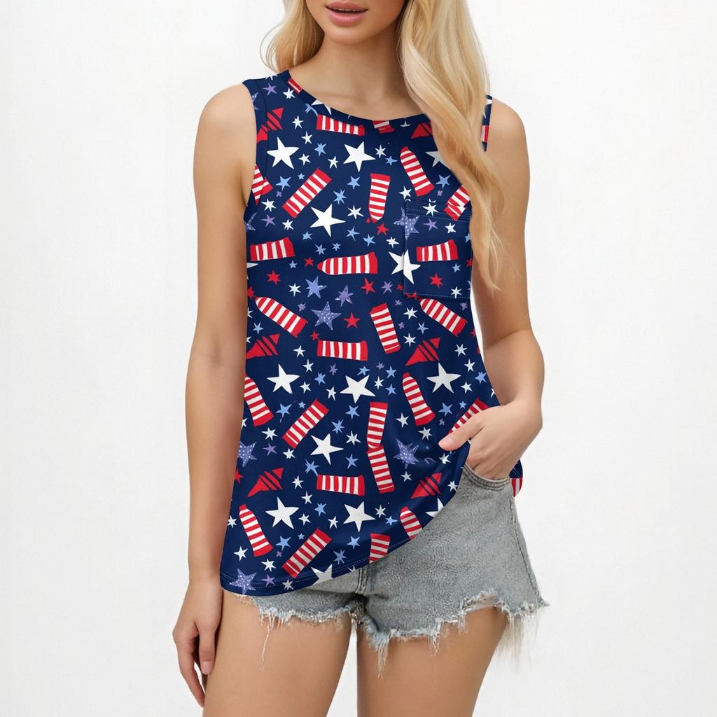 Women's Tank Tops 2025 Loose Fit High Neck Summer Top Dressy Casual Sleeveless Shirts With Pocket