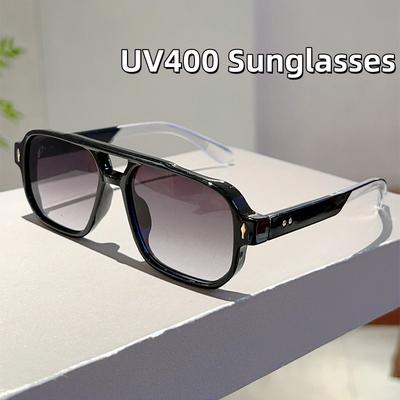 Occhiali da Sole Casual e Versatili Retro a Doppia Asta con Montatura Grande Modello Unisex Occhiali da Sole da Spiaggia per Esterno Tonalità UV400 Occhiali