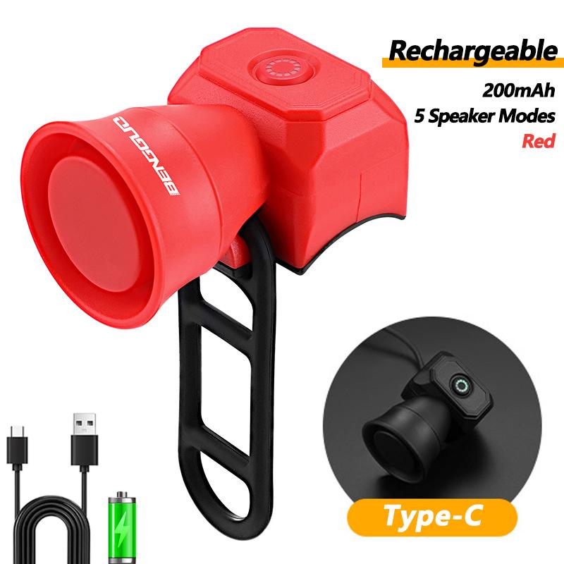 USB Rechargeable Electronic Bike Horn - Waterproof Bicycle Bell for Mountain Bikes & Scooters,Cycling Safety Accessories