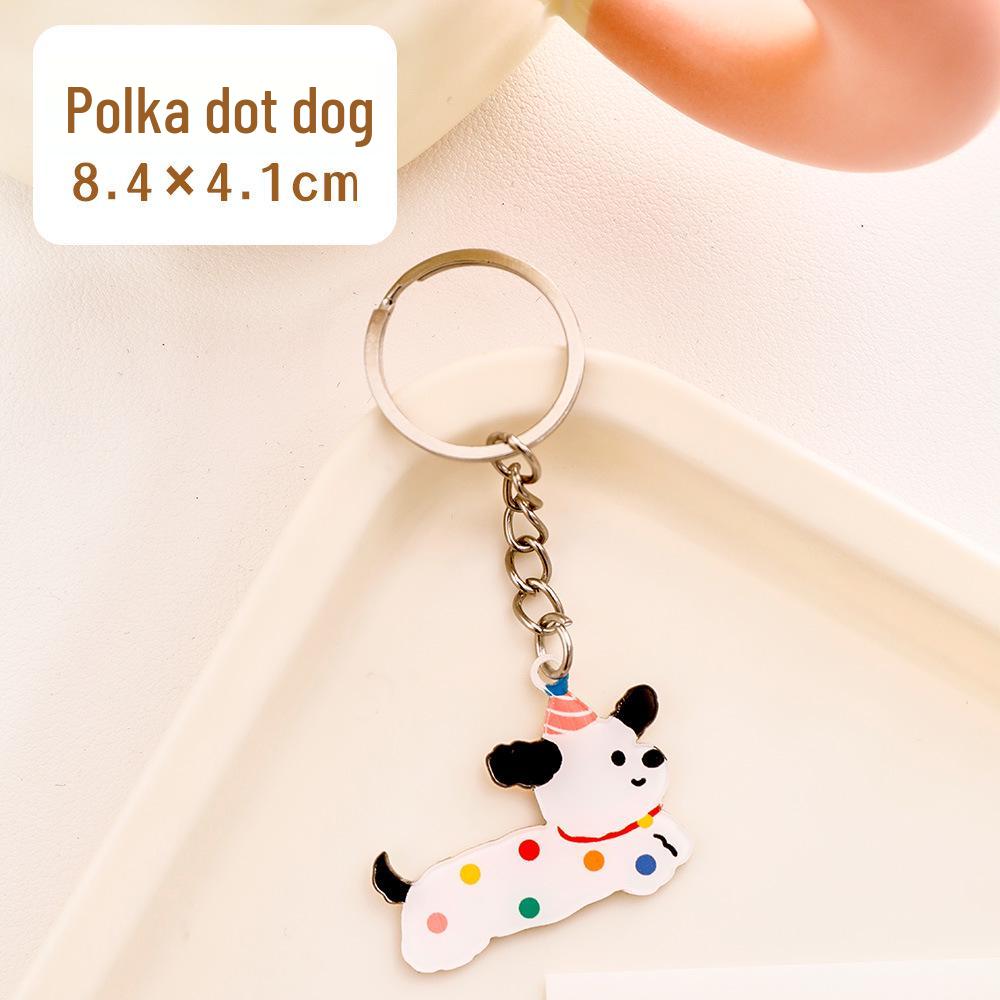 West Highland Terrier Cartoon Acrylic Keychain - Polka Dot Puppy Charm