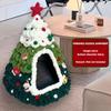 Modern Christmas Tree Shaped Knitted Dog & Cat Hut Thick Chenille Yarn Winter Pet Condo Lightweight Stable Structure