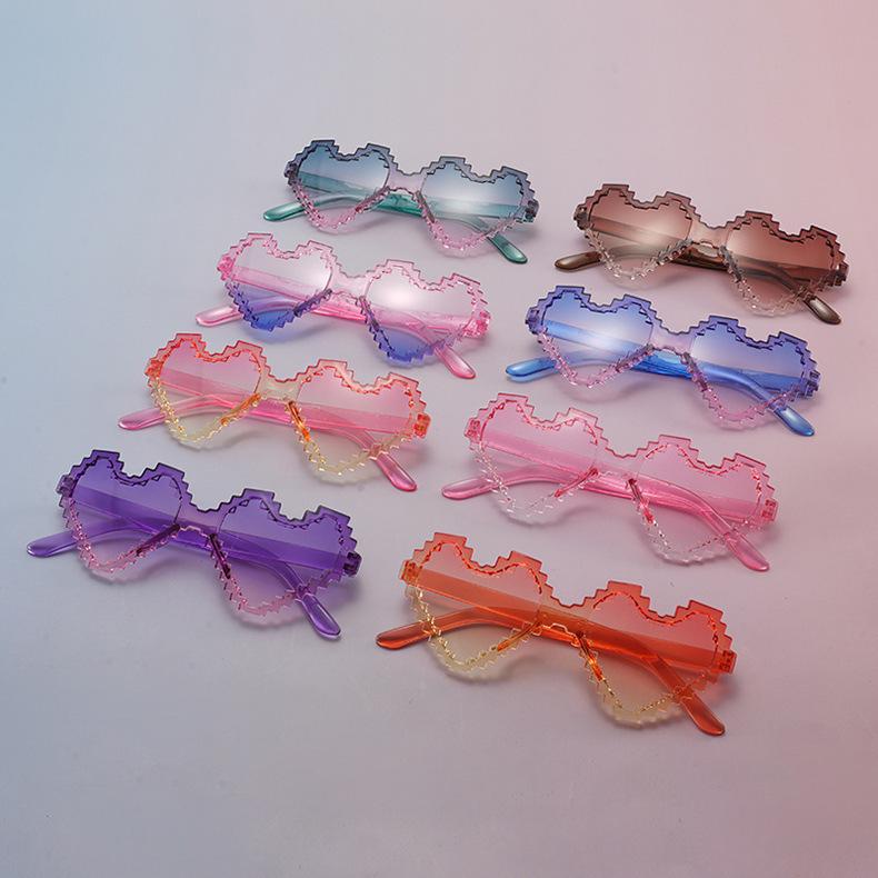 New love sunglasses mosaic glasses men's and women's candy color peach heart sunscreen sunglasses SUNGLASSES