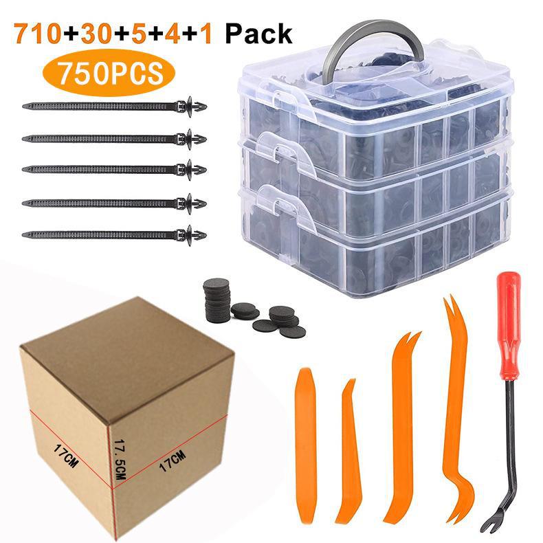 750-Piece Car Bumper and Side Skirt Fastener Set: Includes 16 Types of Buckles, 620 Enhanced Rivets