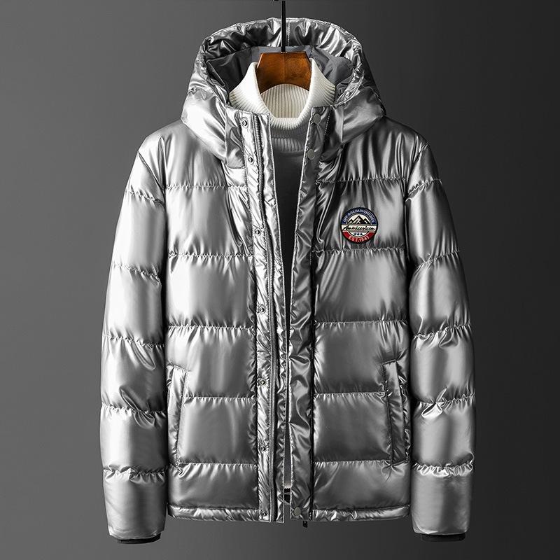 Winter Zipper Solid Color Winter Casual Collarless Straight Hem Side Seam Pocket Hooded Blue Youth Cotton Jacket