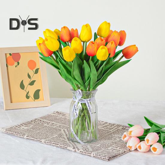 10 Stück künstliche Tulpen mit Stiel, realistisch, für Zuhause, Büro, Tischdekoration, Hochzeit, Kunstblumenzweig, künstliche Blumenarrangement, Dekoration, Foto
