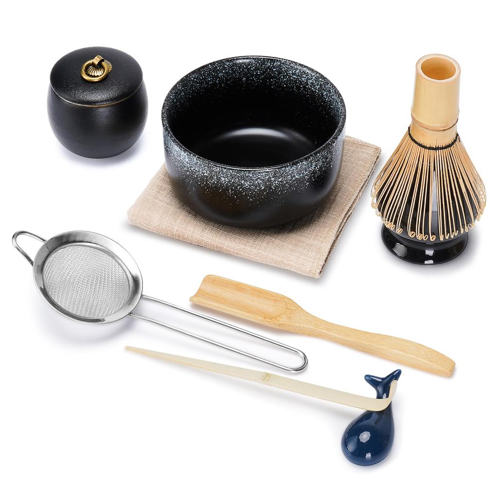 DiDiBirDi Matcha Set, 9-Piece Tea Ceremony Set, Includes Matcha Bowl, Matcha Whisk Stand, Matcha Bamboo Scoop, Traditional Bamboo Chasen, and