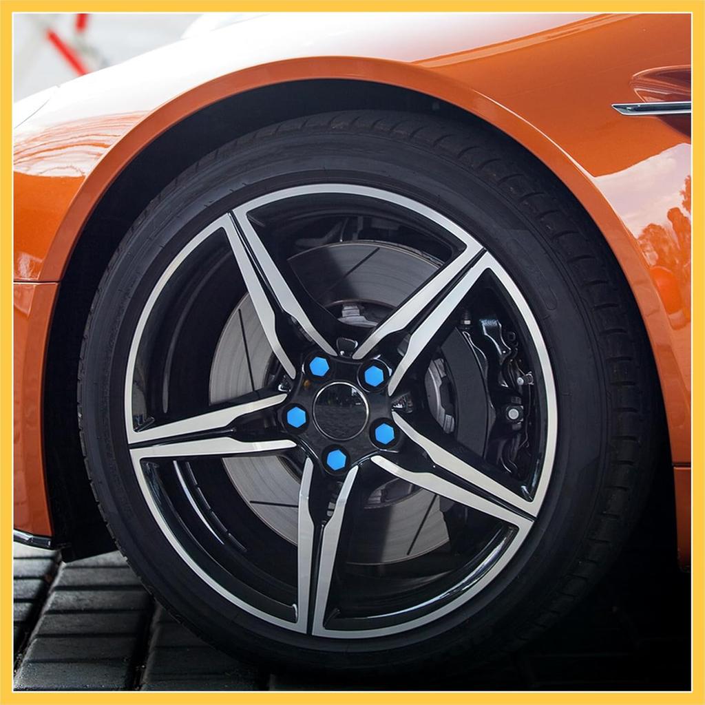 20pcs 21mm Universal Blue Plastic Car Wheel Nut Lug Hub Screw Rim Bolt Covers Dust Protection Caps with Removal Tool Clip Auto Replacement Parts