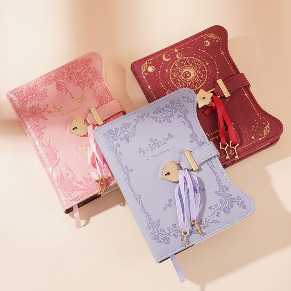 Mit Liebesschloss-Schlüssel Notizbuch 360 Seiten Notizblock Einfaches Tagebuch Notizbuch