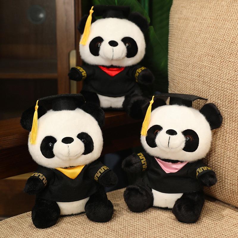 Cute Dr. Red Panda Panda Doll Plush Toy Cute Black and White Panda Doll Graduation Souvenir Gift