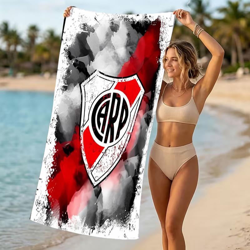 Beach Towel with Club Atlético River Plate Pattern - soft,absorbent,machine washable Lightweight&Modern,swimming,Travel Essentials
