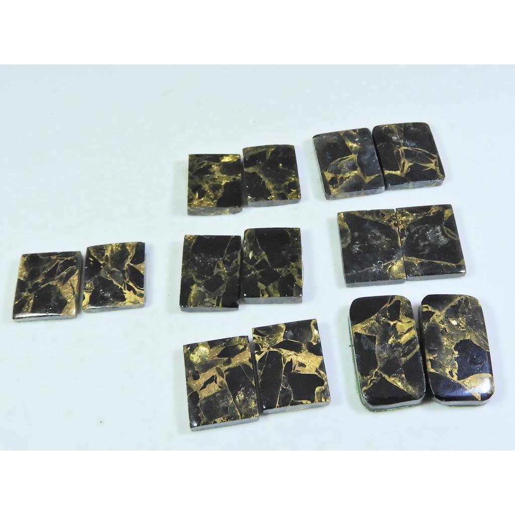 120Cts. Natural Black Copper Tourquise Octagon Cabochon Matched Pair 7Pair A-137