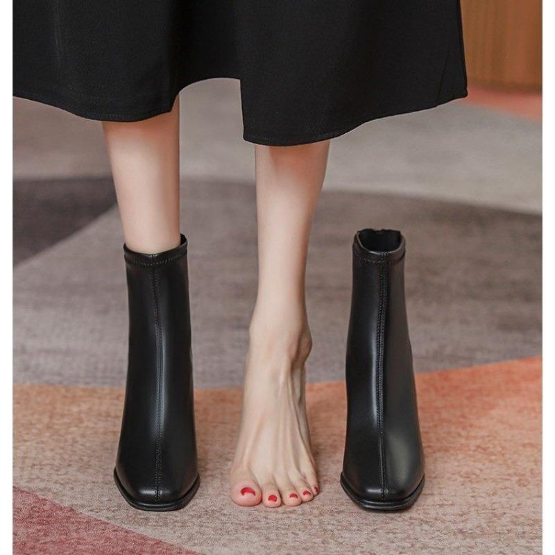 Fashion Ankle Boots for Women 2025 Winter British Style Back Zipper Fashion Boots Women's Rough Heel Suede Versatile Short Ladies Shoes