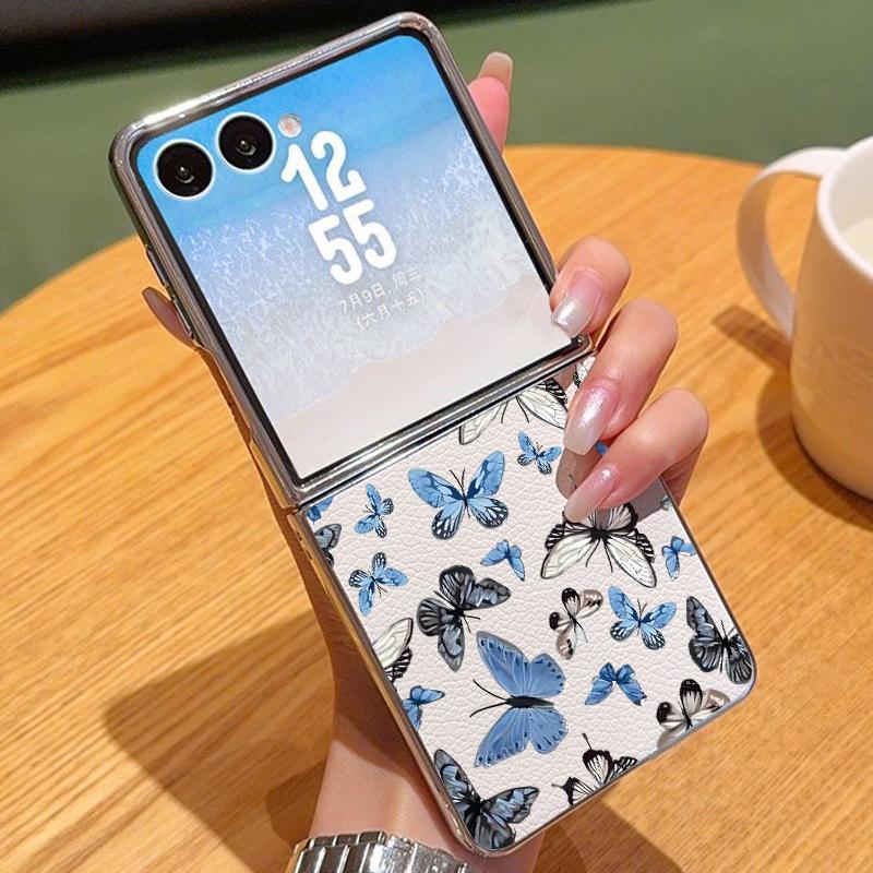

Чехол с узором бабочки для Samsung Z Fold 7 6 5, роскошный гибридный 3-в-1, кожаная накладка, покрытие, складной чехол для телефона для Samsung Z Fold7 Fold6 Fold5 Samsung Z Flip7 бежевый