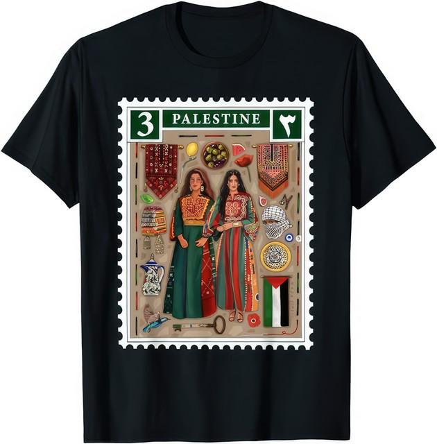 Retro Palestine Stamp Palestinian Flag Gaza Graphic Unisex TShirt