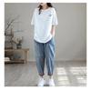 Nine Point Ripped Jeans Women Summer Loose Thin Elastic Waist Casual Harem Pants Denim Ankle Length Pant