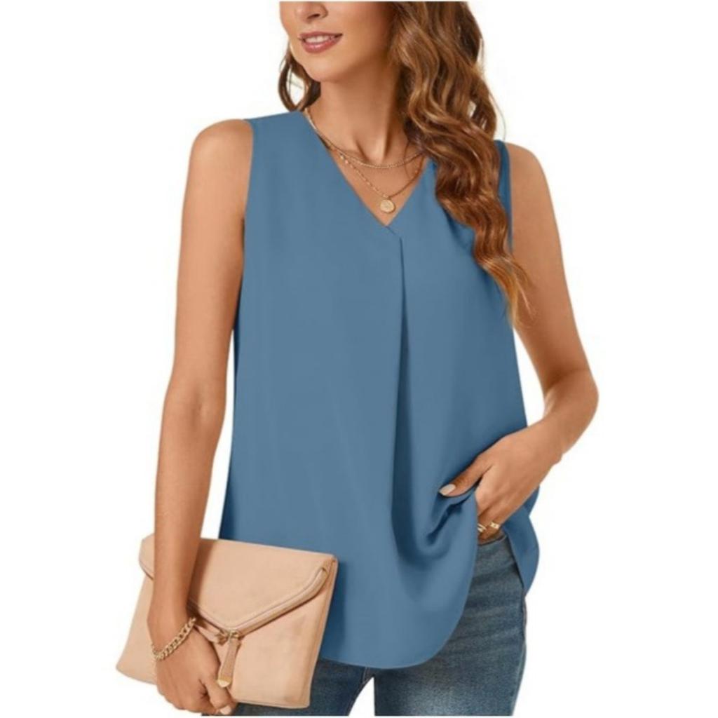 Summer Women's Loose Solid Color Chiffon Shirt Tank Top T-shirt Blouse