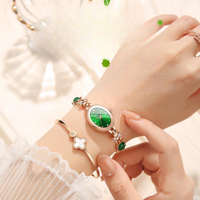 Quartz Watch Light Luxurious Niche Watch Voguish Stylish Waterproof Turquoise Decorated Bracelets Watch WomenLuxury Bracelets