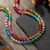 Natural Stone Colorful Beaded Necklace With Stainless Steel Chain For Women