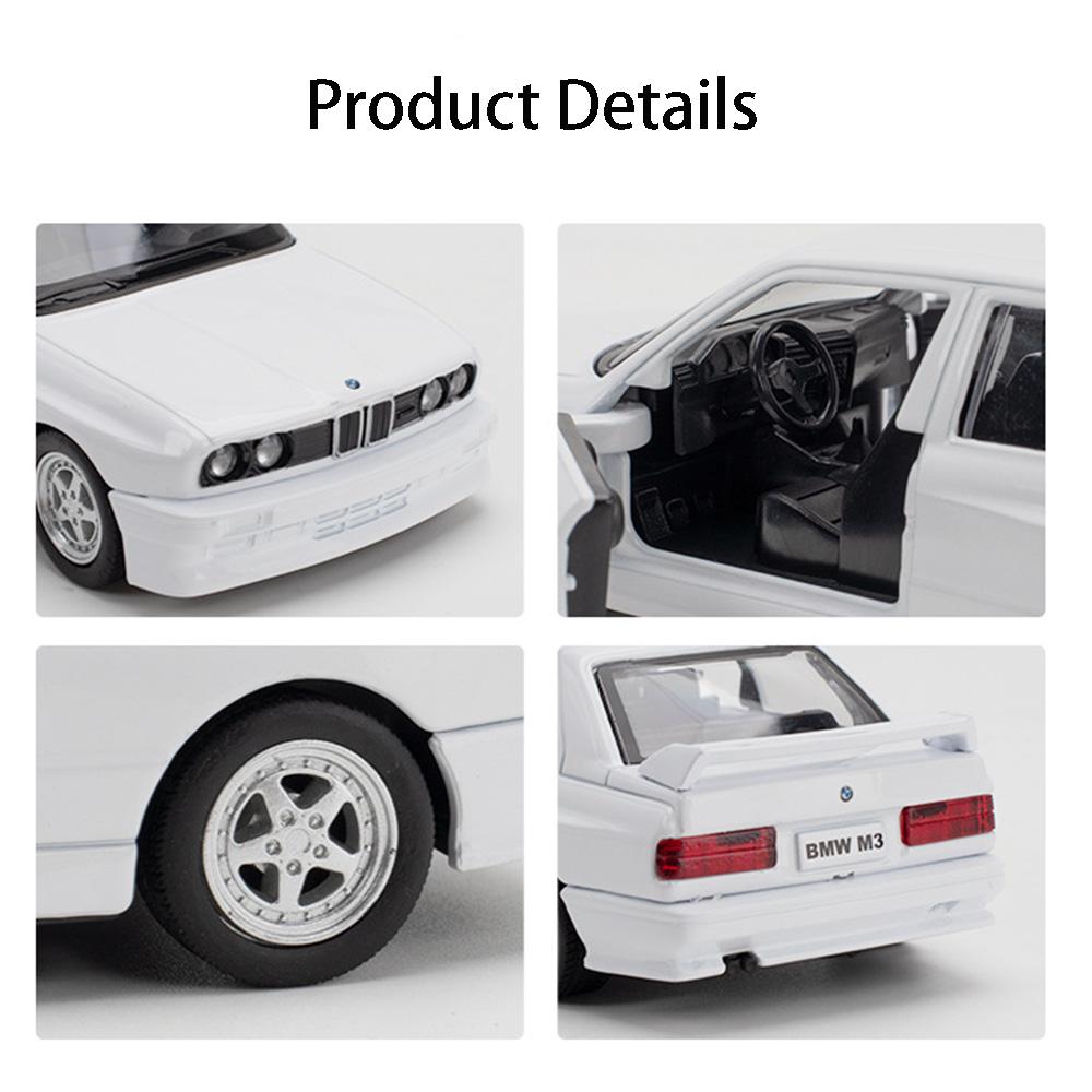 1:36 BMW M3 1987 Car Models Alloy Die-Casting Toys With 2 Doors Opened Pull Back Function Vehicle Toy For Kids Children's Gifts