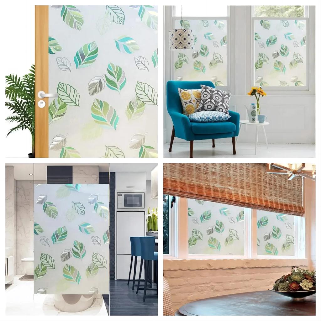 Window Privacy Film Stained Glass Window Clings Decorative Window Tinting Film for Home Anti-UV Non-Adhesive Window Stickers