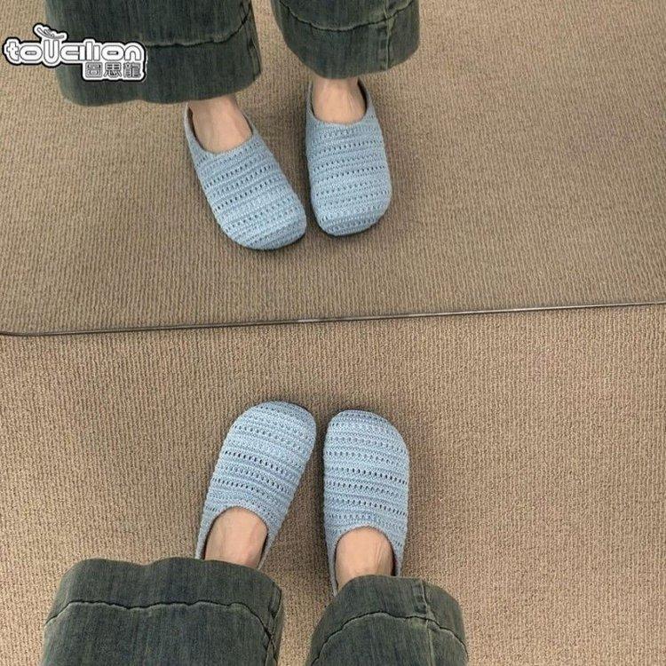French Niche Roman Style Platform Muller Shoes Children's Summer Wear Hand-woven Hollow Breathable Bag Head Half Slippers